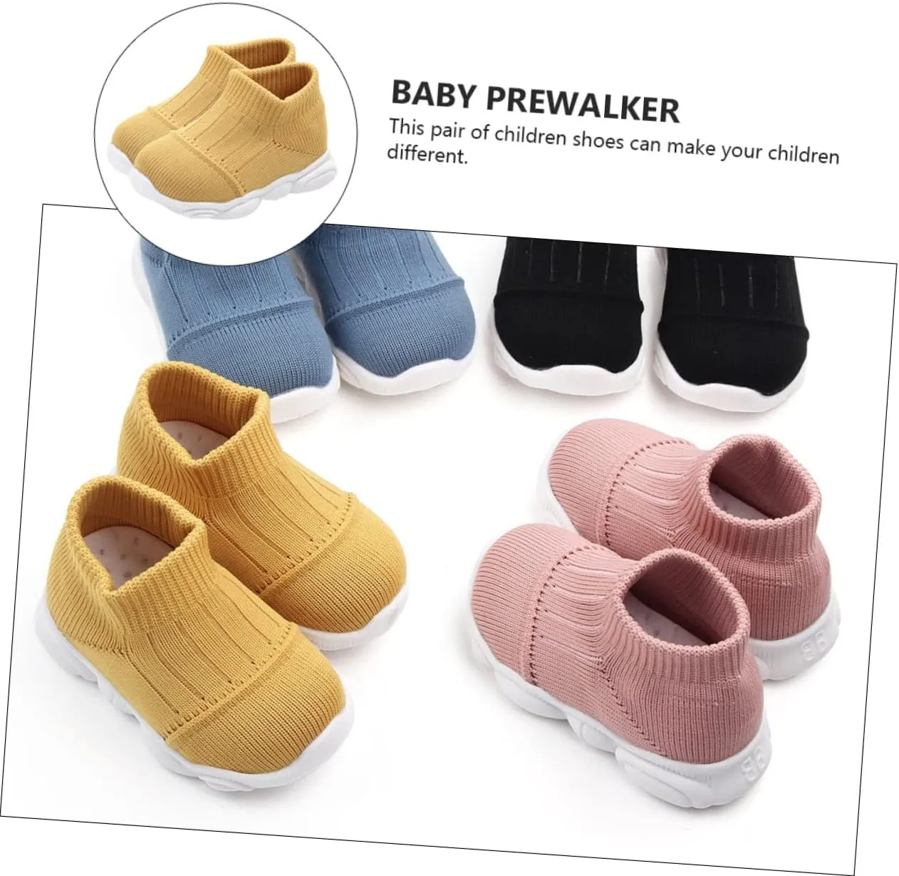 1 Pair Infant Prewalker Soft Baby Walking Shoes Sneakers Breathable Baby Booties