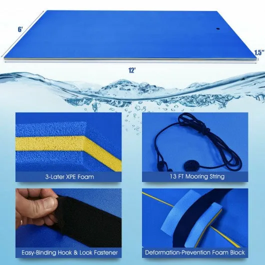 12’ x 6’ 3 Layer Floating Water Pad-Blue