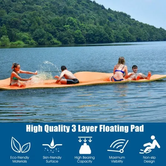 12’ x 6’ 3 Layer Floating Water Pad-Orange