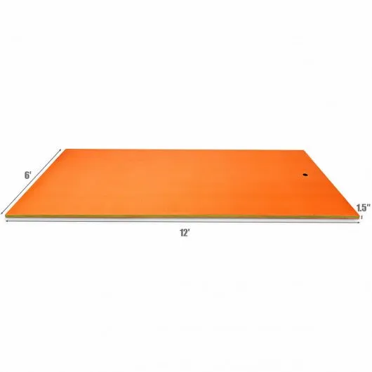 12’ x 6’ 3 Layer Floating Water Pad-Orange