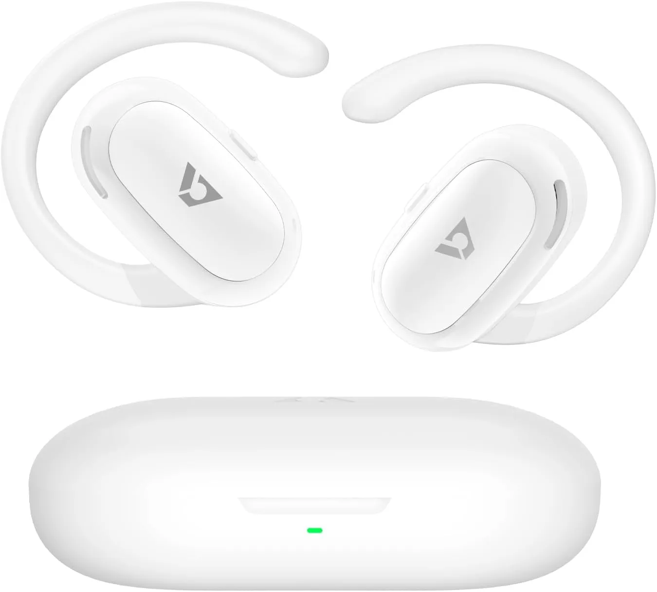 1Mii Open Ear Headphones, Wireless Sports Earbuds 60 Hours Long Playtime with Charging Case, Snug Fit Bluetooth Earbuds with Rotatable Ear Hooks, ENC Clear Calls Premium Sound IPX4 Waterproof (White)