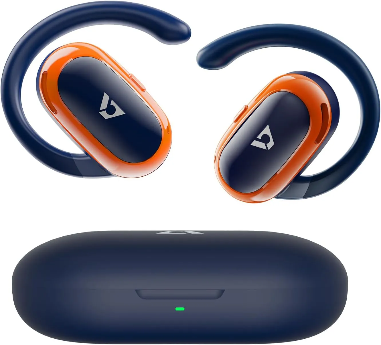 1Mii Open Ear Headphones, Wireless Sports Earbuds 60 Hours Long Playtime with Charging Case, Snug Fit Bluetooth Earbuds with Rotatable Ear Hooks, IPX4 Waterproof (Blue&Orange)