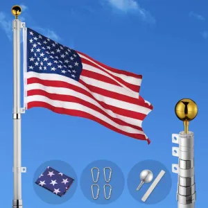 25FT Home Yard Aluminium Telescoping Flag Pole