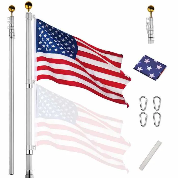 25FT Home Yard Aluminium Telescoping Flag Pole