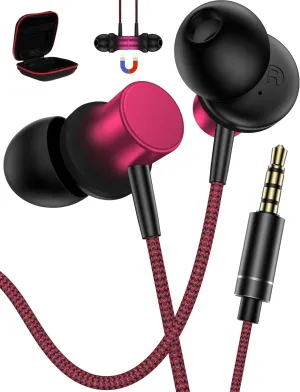 3.5mm Wired Earbuds, Noise Canceling in Ear Earphones 3.5mm Headphone Plug with HD Mic for PC Laptop Nintendo Switch Chromebook Students HiFi Stereo Headsets for Clear Call Video Meeting Gaming Music