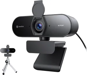 4K Webcam for PC with Tripod, PDAF Autofocus, 1080P@60FPS, 79 FOV, Low Distortion, 2 Noise Reduction Mics, Privacy Cover, Plug&Play, PC Camera for Skype, Teams, Zoom, NewEye 62 Kit
