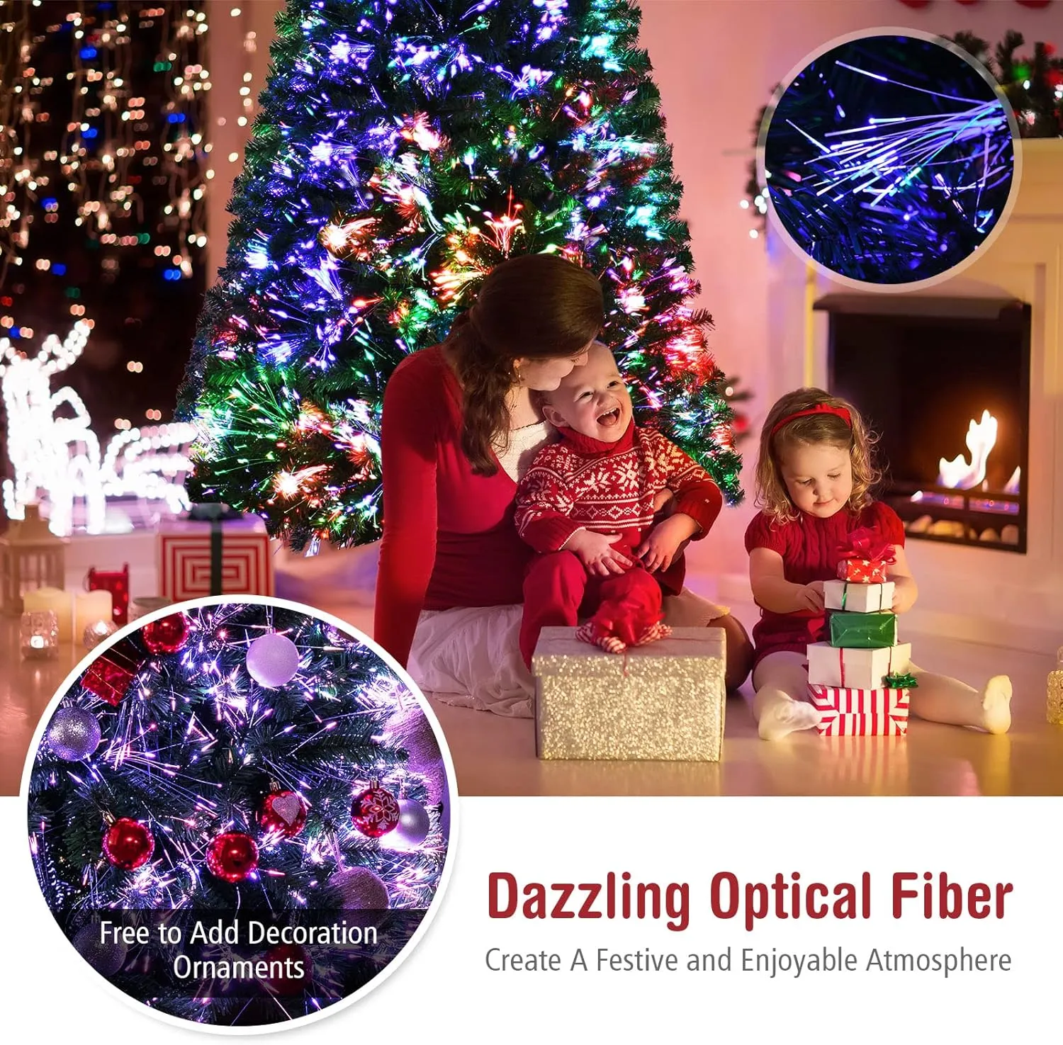 6-Ft Pre-Lit Christmas Tree with Colorful LED Lights & Decorations