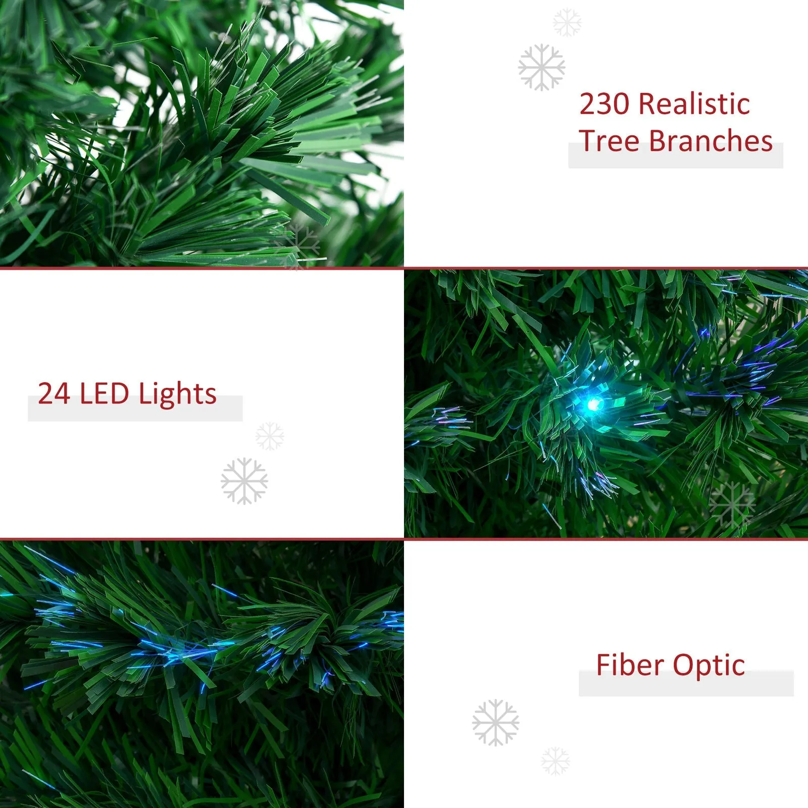 6-Ft Pre-Lit Christmas Tree with Colorful LED Lights & Decorations