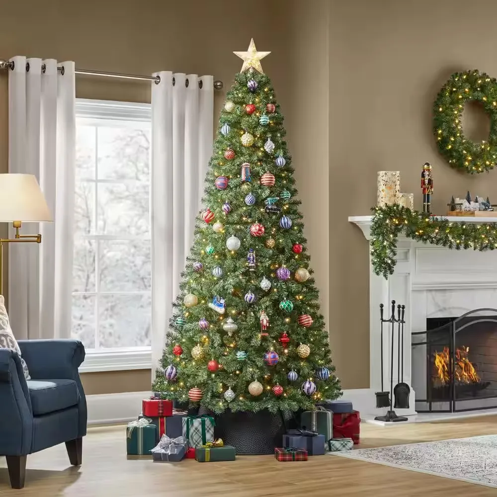 7.5 ft. Pre-Lit LED Brookside Pine Artificial Christmas Tree with Lights