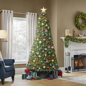 7.5 ft. Pre-Lit LED Brookside Pine Artificial Christmas Tree with Lights