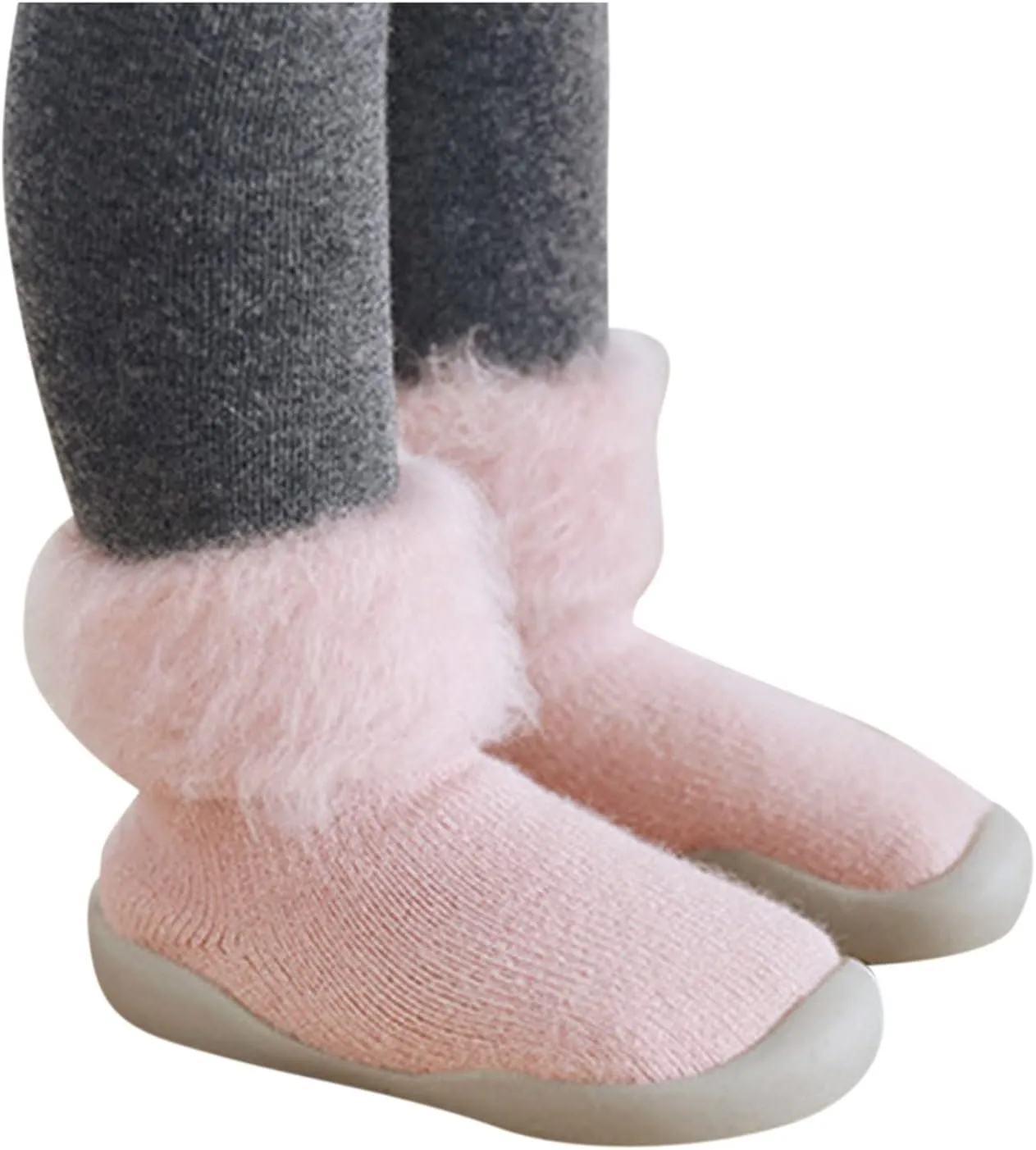 9M-3.5Years Kids Slipper StockingToddler Baby Boys Girls Solid Warm Knit Soft Sole Rubber Shoes Socks