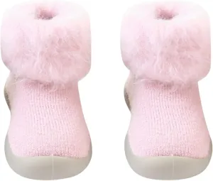 9M-3.5Years Kids Slipper StockingToddler Baby Boys Girls Solid Warm Knit Soft Sole Rubber Shoes Socks