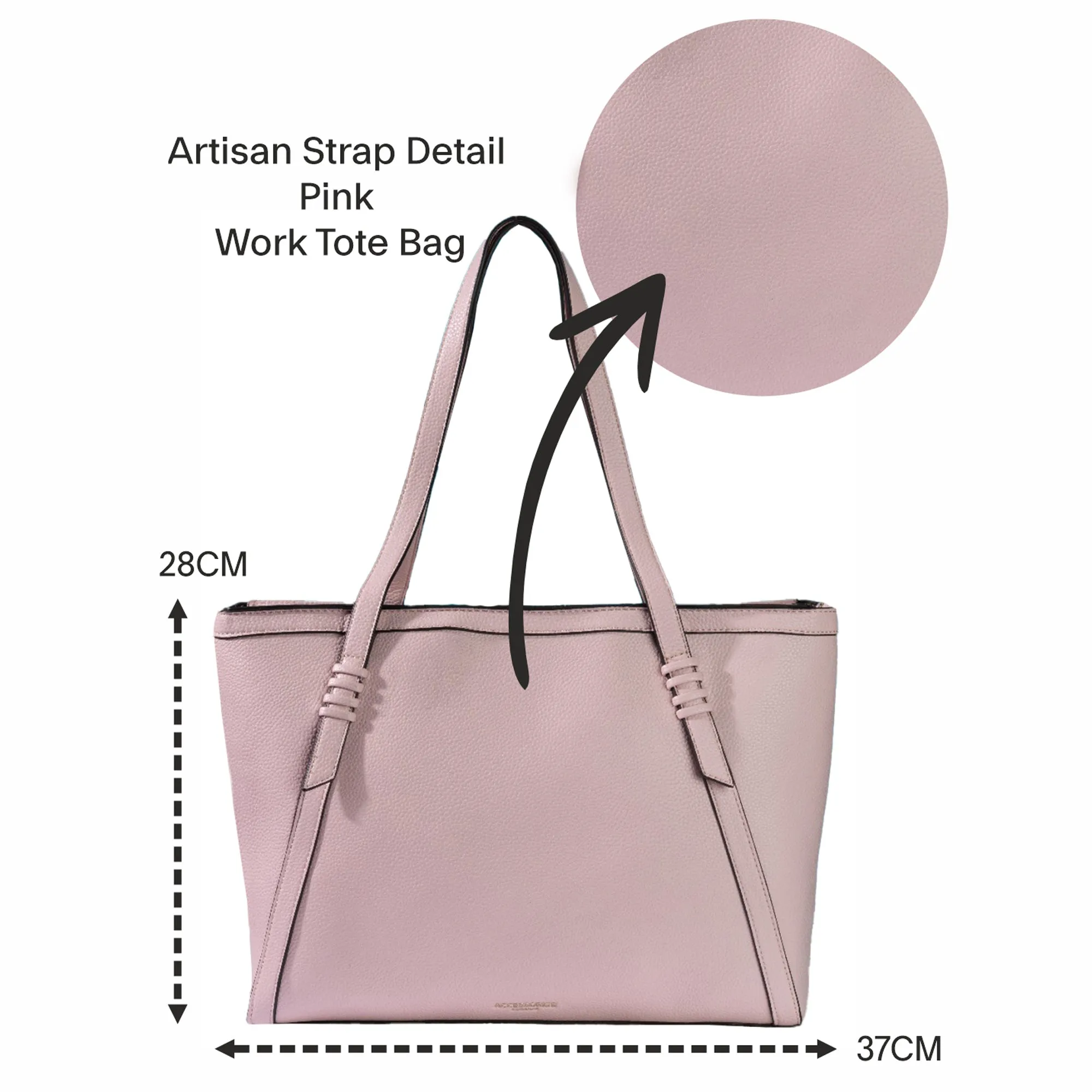 Accessorize London Women's Pink Faux Leather Artisan Strap Detail Work Tote Bag
