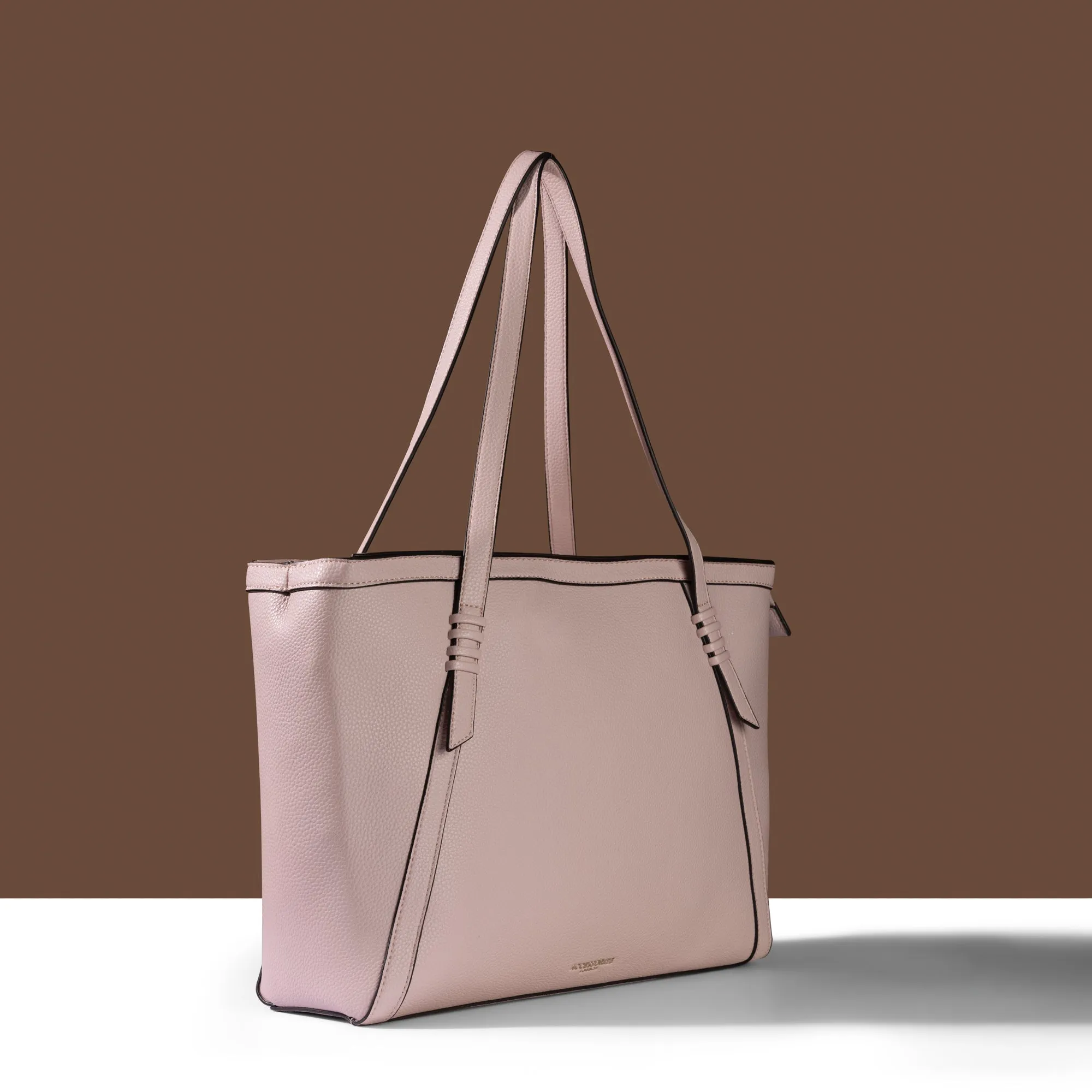 Accessorize London Women's Pink Faux Leather Artisan Strap Detail Work Tote Bag
