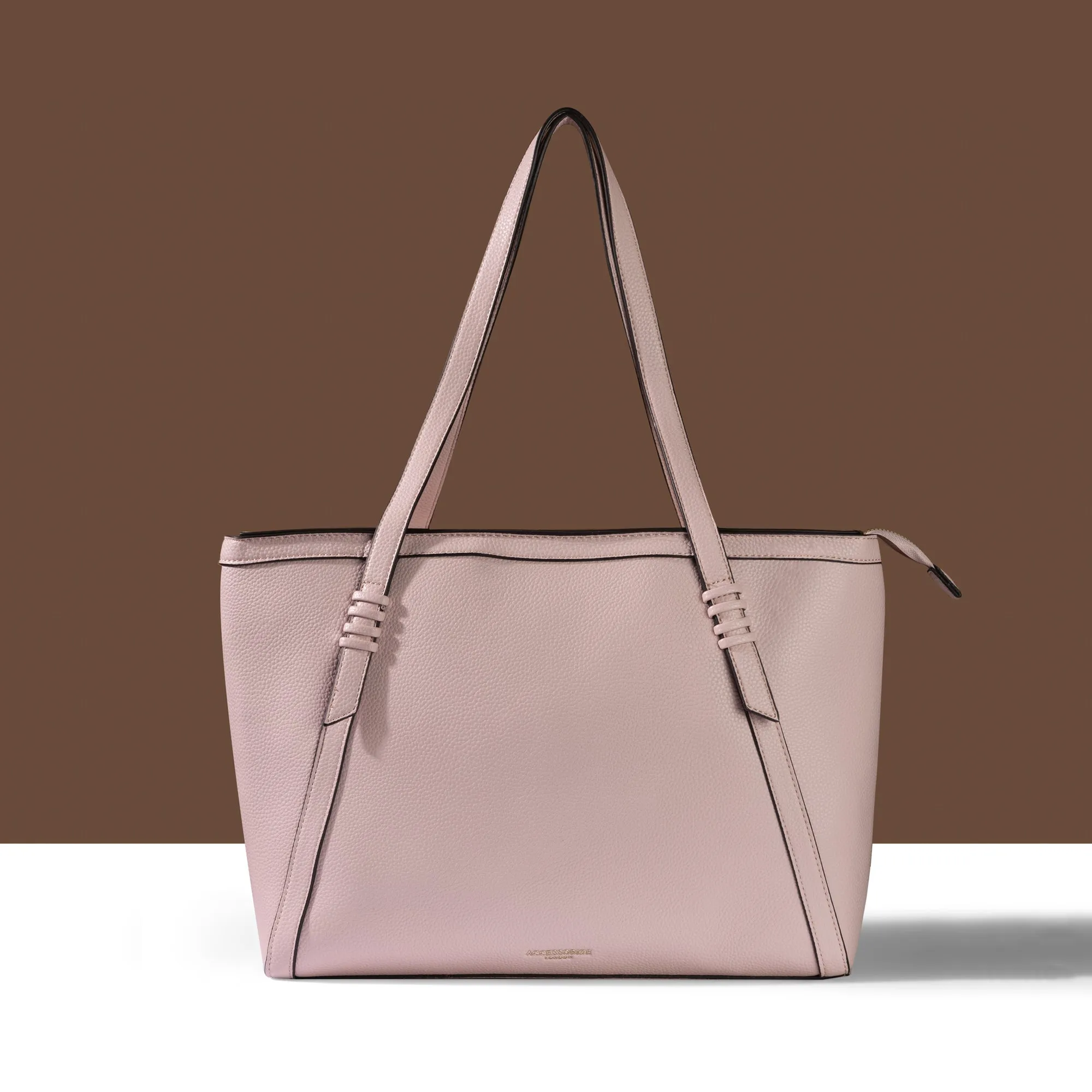 Accessorize London Women's Pink Faux Leather Artisan Strap Detail Work Tote Bag