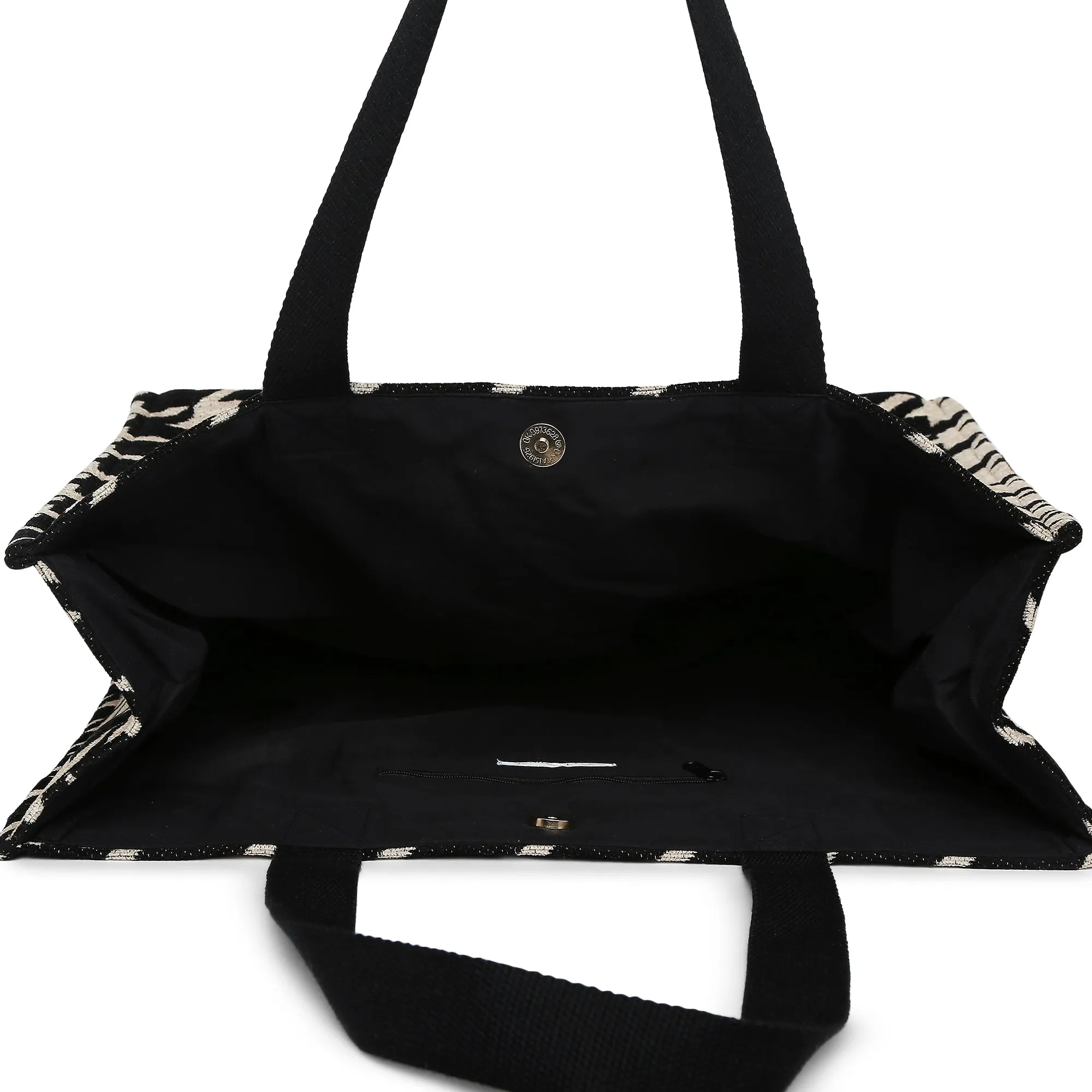 Accessorize London Women's Pure Organic Cotton Black & White Dogtooth Tote Bag