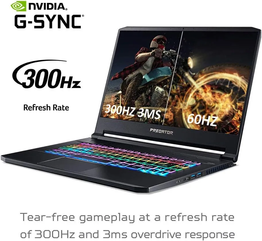 Acer Predator Triton 500 PT515-52-73L3 Gaming Laptop, Intel i7-10750H, NVIDIA GeForce RTX 2070 SUPER, 15.6" FHD NVIDIA G-SYNC Display, 300Hz, 16GB Dual-Channel DDR4, 512GB NVMe SSD, RGB Backlit KB