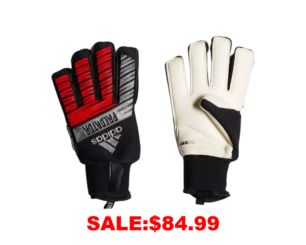 ADIDAS PREDATOR ULTIMATE GOALKEEPER GLOVES FINGERSAVE - BLACK SILVER RED