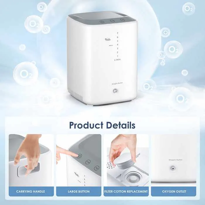 Adjustable 1-7L/Min Portable Home Oxygen Concentrator