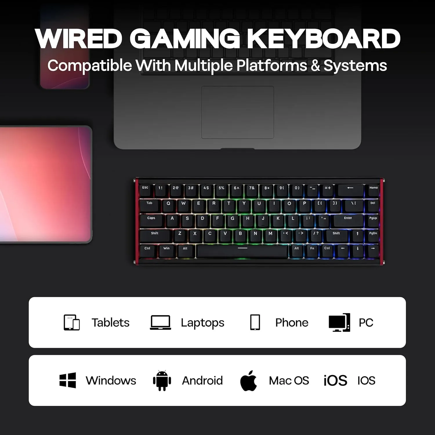 AJAZZ ALUX68 HE Aluminum Rapid Trigger Gaming Keyboard with Magnetic Switch, Wired Hall Effect Keyboard with 8K Polling Rate, 0.125ms Latency, RGB Backlight (Black, ALUX68 Plus)