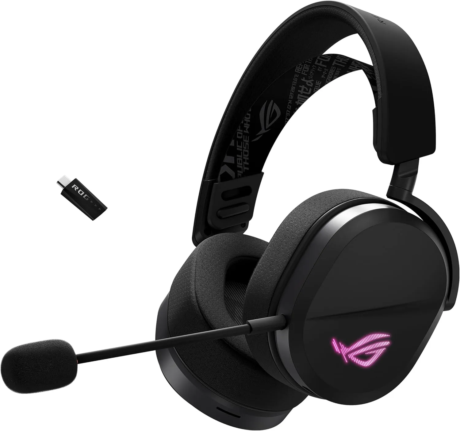 ASUS ROG Pelta Wireless Gaming Headset (BT, ROG SpeedNova 2.4GHz, USB-C, Lightweight 309g, 50mm ROG Titanium-Plated Drivers, 10mm Super-Wideband Mic, RGB, 70HR Battery, for PC, Switch, PS5)- Black