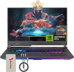 ASUS ROG Strix G15 15.6" Gaming Laptop, 165Hz WQHD IPS Display, AMD Ryzen 7 6800H, GeForce RTX 3060 Graphics, RGB Keyboard, 32GB DDR5 RAM, 2TB SSD, Windows 11 Pro, Gray, 128GB Docking Station Set
