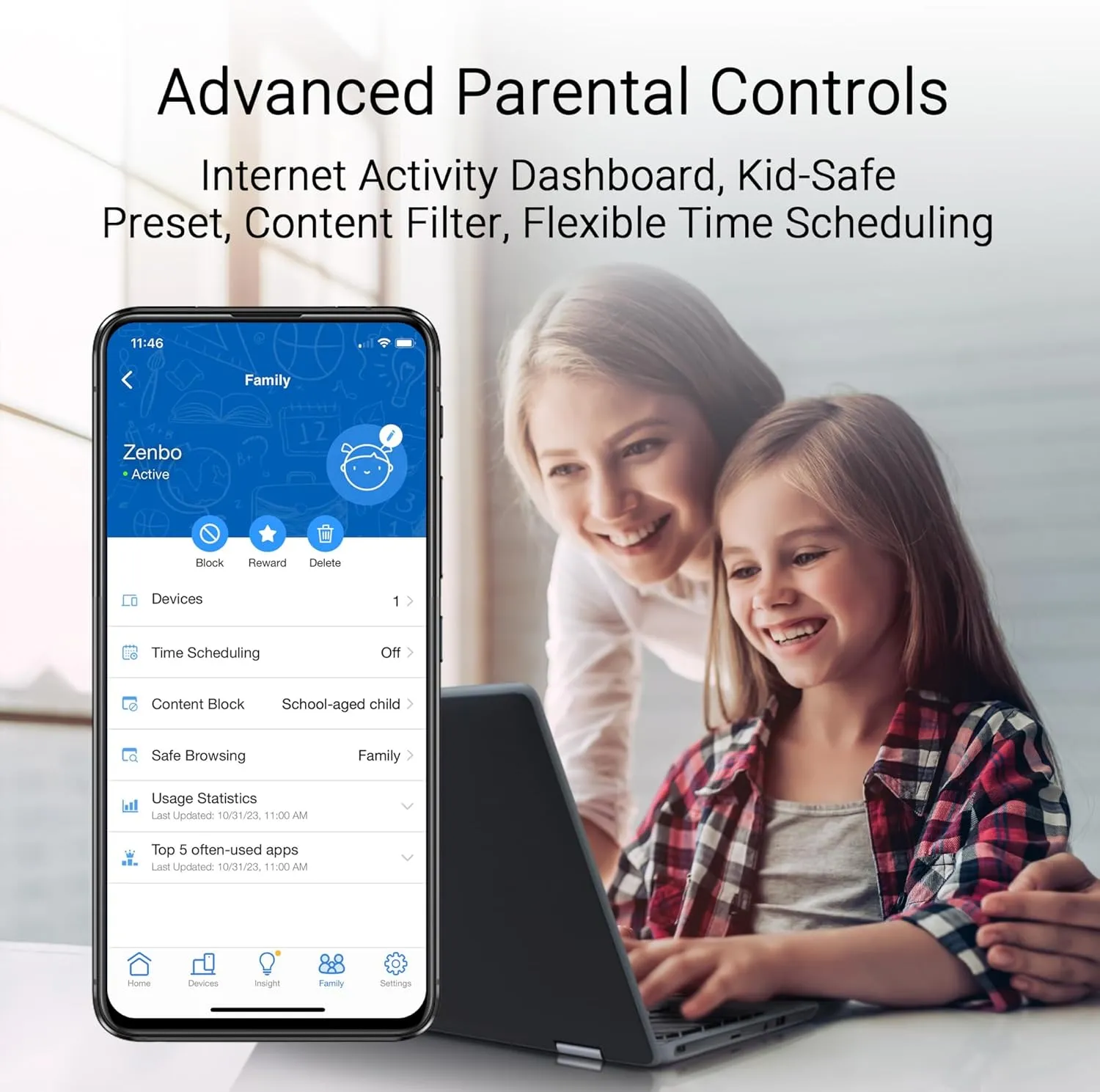 ASUS ZenWiFi BT6 Tri-Band WiFi 7 Mesh, 9.4 Gbps, 7600 sq.ft. (3pk), 2.5G WAN Port, Security and Parental Controls Included, Smart Home Master SSIDs, 4G & 5G Mobile Tethering- BT6 (W-3-PK)