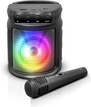 Audio KL-6 Bluetooth Speaker  4 LED Wireless Portable Sound System with Microphone & Handle  Rechargeable, Compact & Powerful  Black