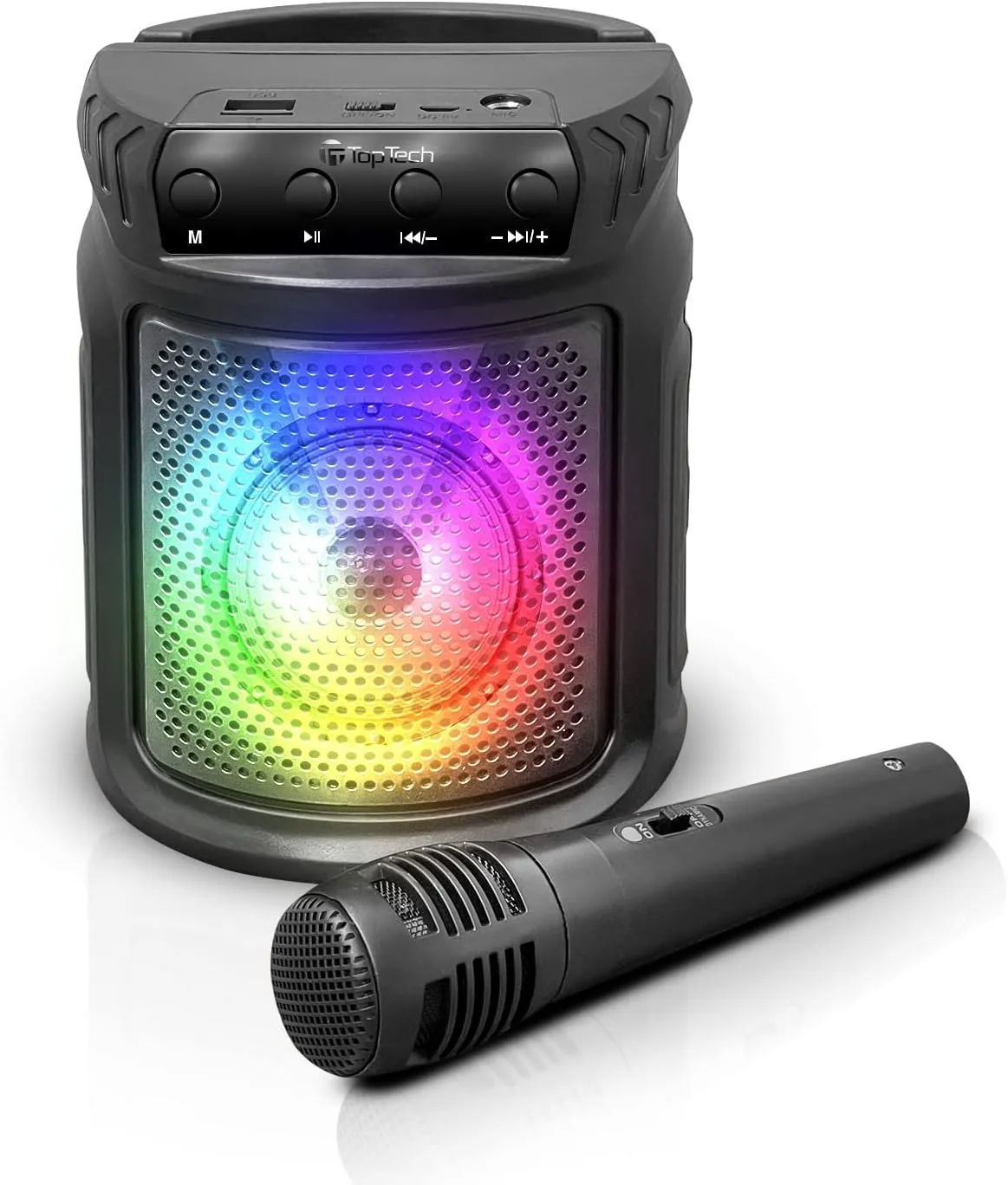 Audio KL-6 Bluetooth Speaker  4 LED Wireless Portable Sound System with Microphone & Handle  Rechargeable, Compact & Powerful  Black