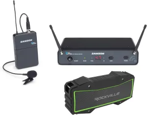Audiosavings Bundle: (1) Concert 88x 100-Channel Wireless UHF Lavalier Microphone Lav mic Bundle with (1) Rockville Rock Everywhere Portable Bluetooth Speaker/Waterproof/Wireless Link (2 Items)