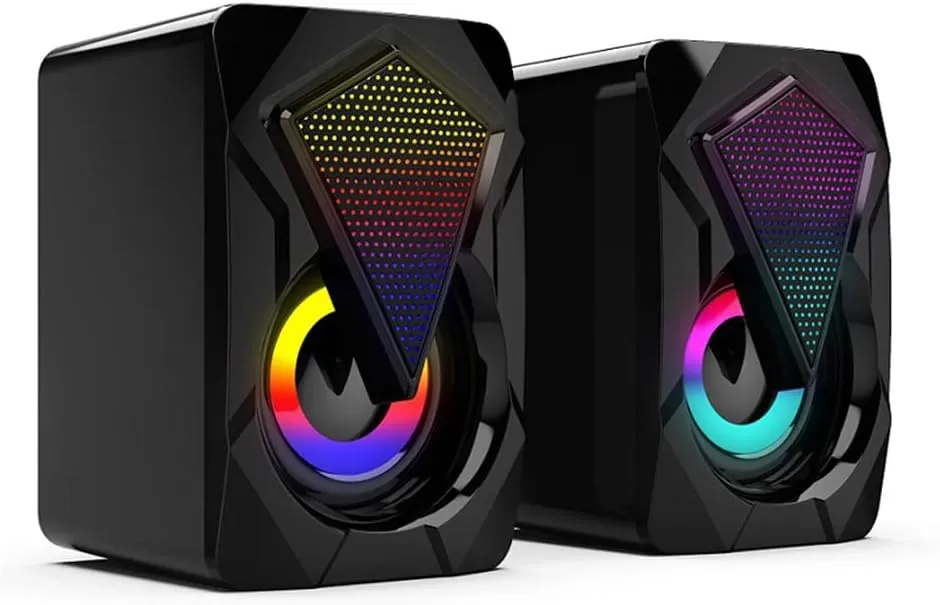 axGear Computer 3.5mm Speakers Led/Volume Control Powered by USB for Laptop