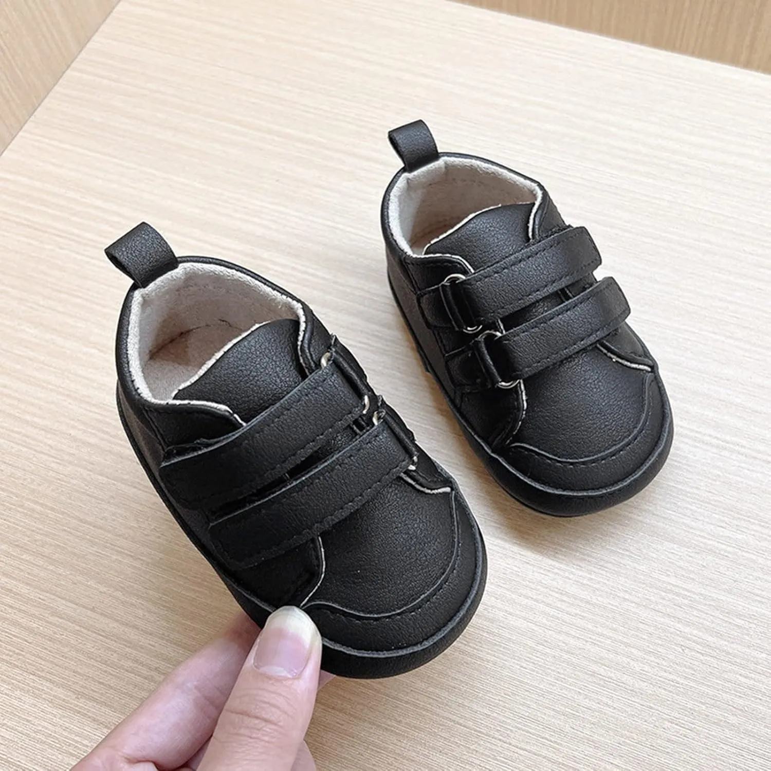 Baby Boys Girls Anti-Slip Sneakers Newborn Toddler Soft Slip On First Walking Leather Shoes for Outdoor Indoor