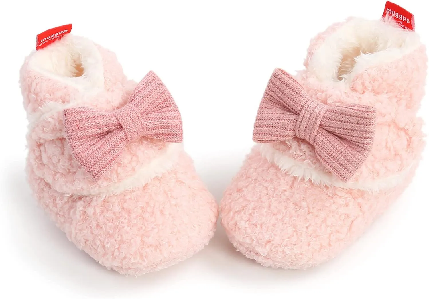 Baby Boys Girls Fleece Fur Knit Winter Warm Snow Boots Soft Sole Crib Shoes Booties for Newborn Infant First Walkers