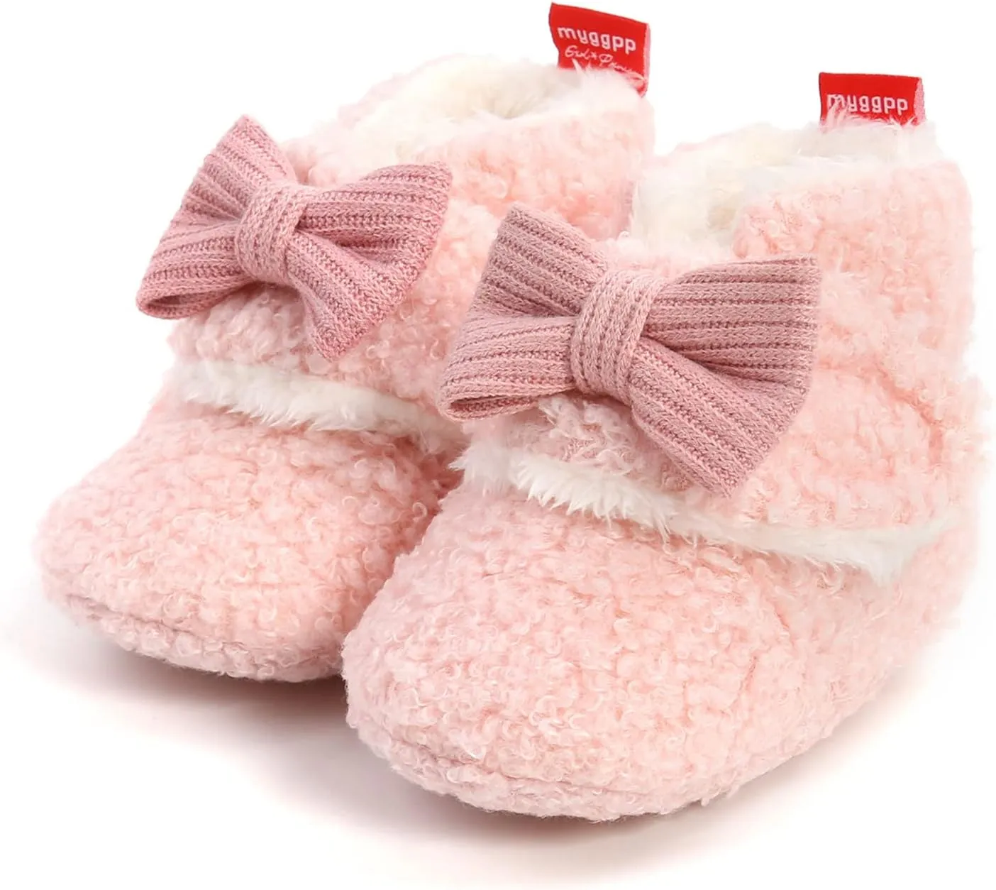 Baby Boys Girls Fleece Fur Knit Winter Warm Snow Boots Soft Sole Crib Shoes Booties for Newborn Infant First Walkers