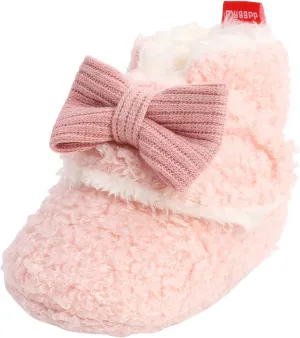 Baby Boys Girls Fleece Fur Knit Winter Warm Snow Boots Soft Sole Crib Shoes Booties for Newborn Infant First Walkers