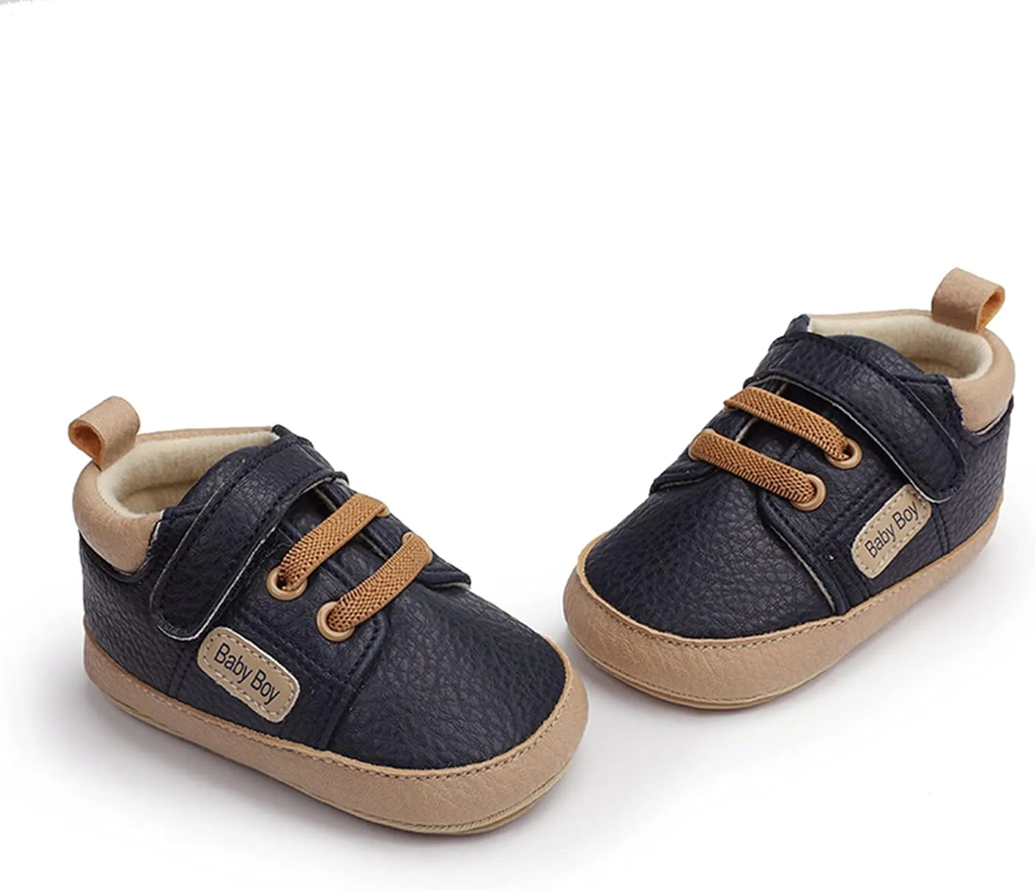 Baby Boys Girls Lace-Up Leather Sneakers Soft Sole Anti-Slip Infant First Walking Toddler Wedding Uniform Shoes