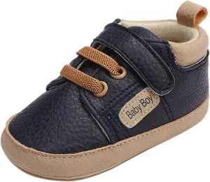 Baby Boys Girls Lace-Up Leather Sneakers Soft Sole Anti-Slip Infant First Walking Toddler Wedding Uniform Shoes