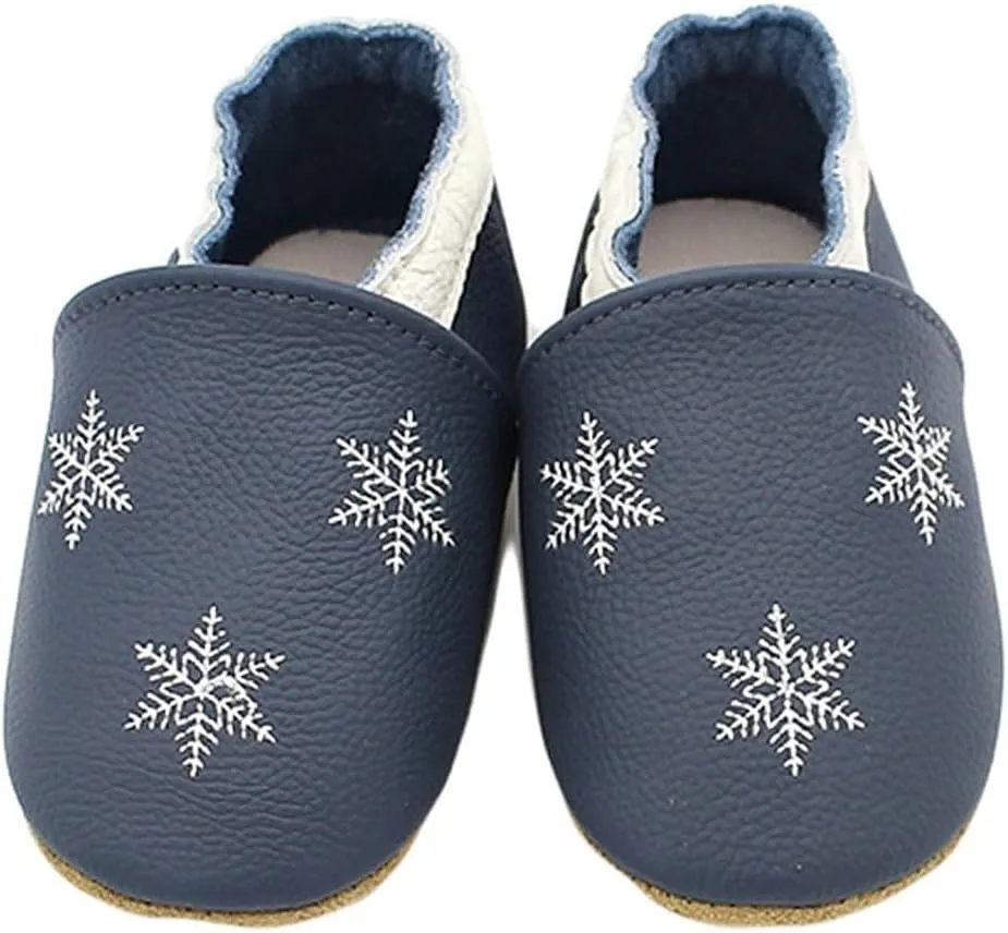 Baby Girls Baby Boys Christmas Flat Shoes Toddler Soft Sole Shoes First Walking rib Shoes Flat Snowflakes Print Shoes