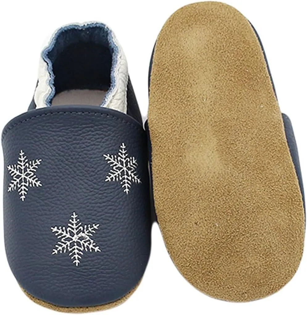 Baby Girls Baby Boys Christmas Flat Shoes Toddler Soft Sole Shoes First Walking rib Shoes Flat Snowflakes Print Shoes