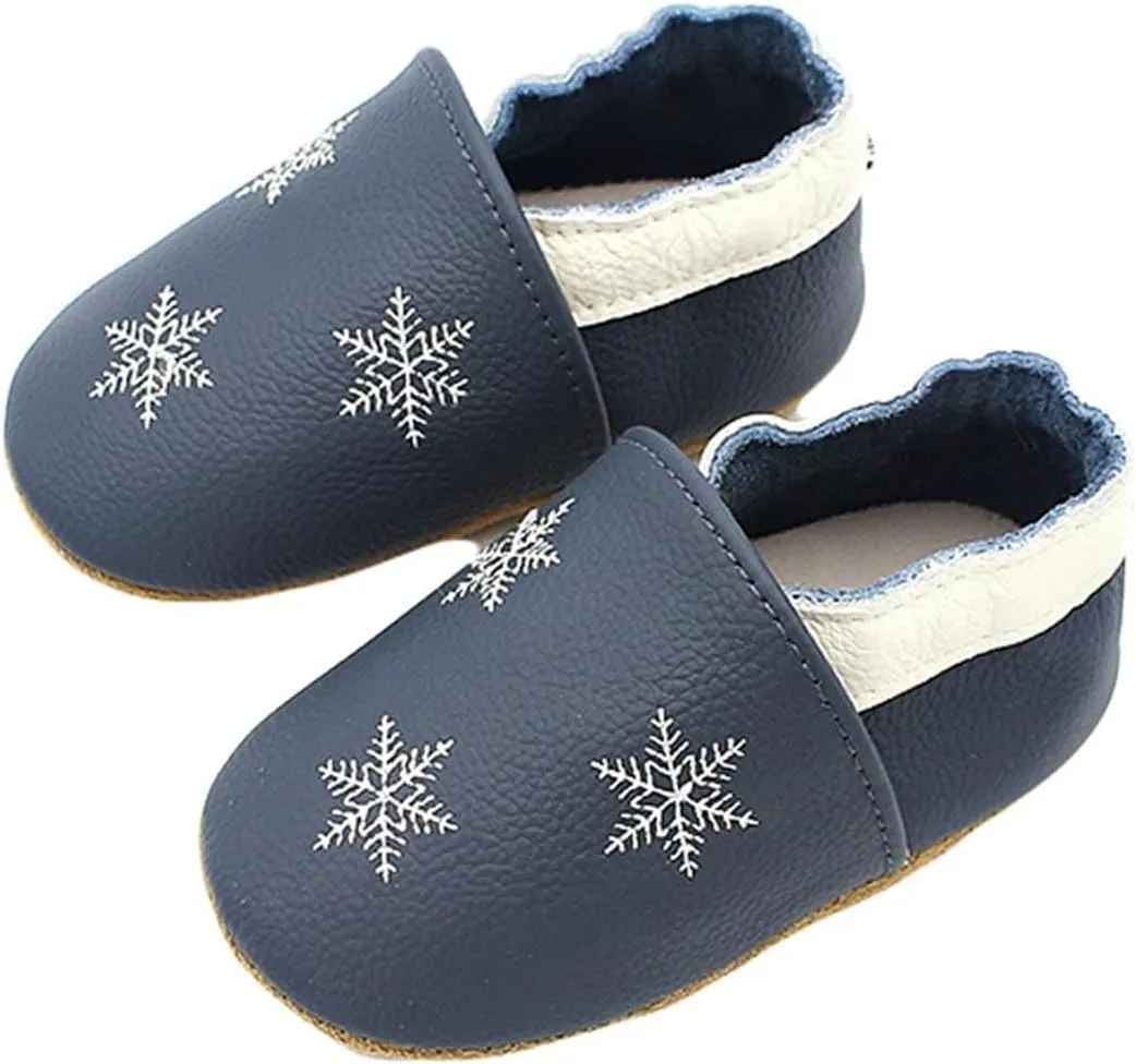 Baby Girls Baby Boys Christmas Flat Shoes Toddler Soft Sole Shoes First Walking rib Shoes Flat Snowflakes Print Shoes