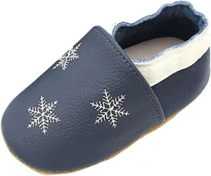 Baby Girls Baby Boys Christmas Flat Shoes Toddler Soft Sole Shoes First Walking rib Shoes Flat Snowflakes Print Shoes