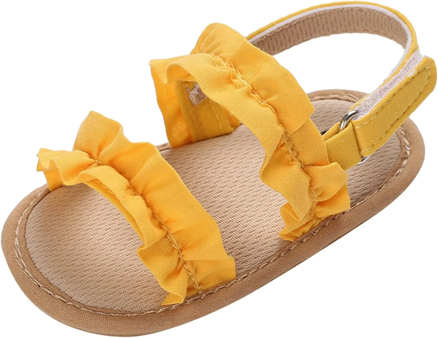 Baby Girls Boys Sandals Infant Toddler Shoes Ruffles First Walkers Soft Sole Sneakers Summer Beach (Yellow, 6 Toddler)