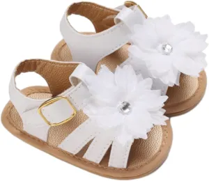 Baby Girls Sandals Bohemia Flower Bow Soft Sole Toddler First Walke Shoes Open Toe Breathable Beach Summer Shoes