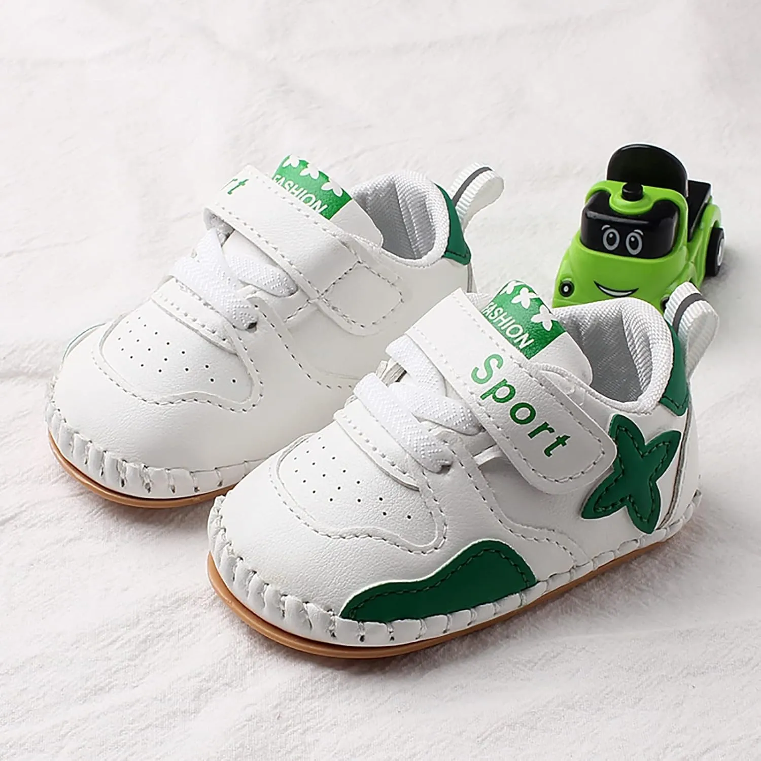 Baby PU Leather Hard Bottom Walking Sneakers Toddler Rubber Sole First Walers Infant Sport Slippers Crib Shoes