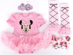 Baby Rae Clothing 4 in 1 Set: Shortall Head Band Legging Socks Shoes