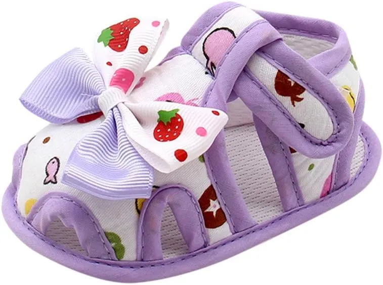 Baby Shoes,Newborn Infant Baby Girls Summer Bow Soft Sole Toddler Anti-Slip Shoes Sandals 0-18Months