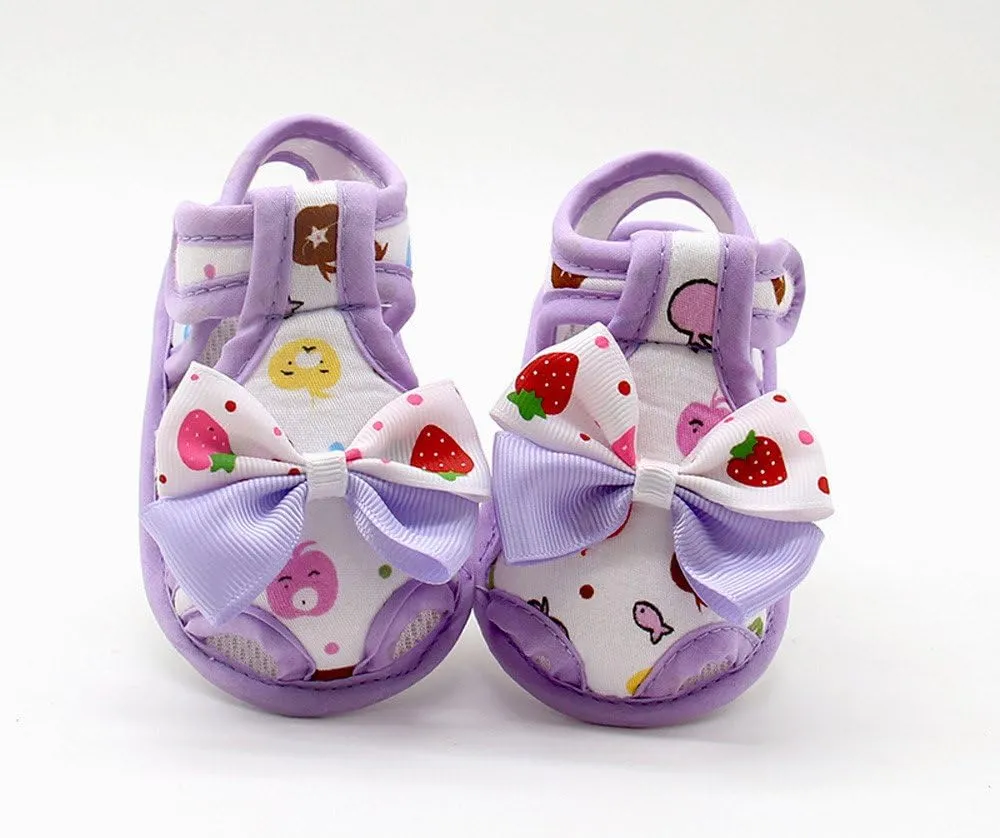 Baby Shoes,Newborn Infant Baby Girls Summer Bow Soft Sole Toddler Anti-Slip Shoes Sandals 0-18Months