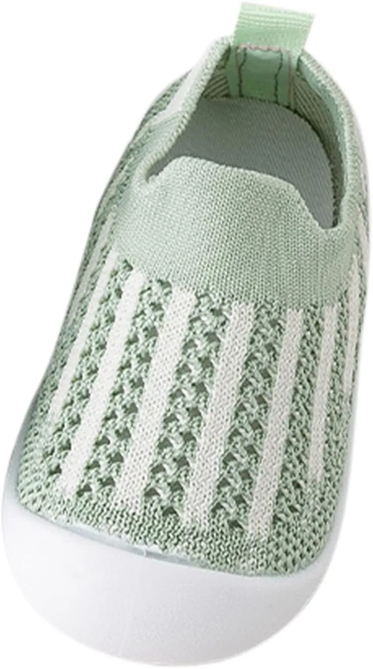 Baby Toddler First Walking Non-Skid Shoes Infant Boys Girls Soft Sole Summer Breathable Knitted Mesh Socks Shoes Slip-on Slippers (Green, 9 Months)