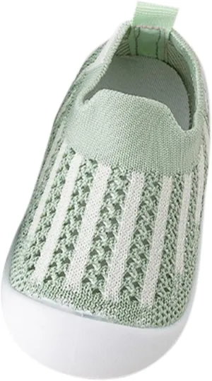 Baby Toddler First Walking Non-Skid Shoes Infant Boys Girls Soft Sole Summer Breathable Knitted Mesh Socks Shoes Slip-on Slippers (Green, 9 Months)