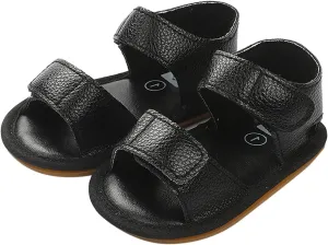 Baby Toddler Sandals Infant Girls Boys Shoes Prewalkers Athletic Soft Sole Flat Shoes Casual Summer (Black, 6 Infant)